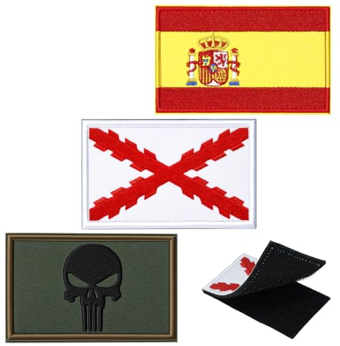 3 Piezas Parches Mochila Militar con Diseño Bordado, 8 x 5 cm Parches Militares Españoles, Personaliza tu Mochila Tactica Equipo Militar Parche Airsoft