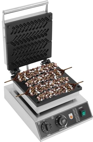 HUSPOO Profi Weizenform Waffeleisen - 1700W Edelstahl Waffelautomat mit Temperaturregelung (50-300°C) für Gastronomie und Haushalt - 4 Stück Weizenstängel-Form inkl. Zubehör