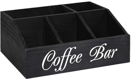 Station de café en bois pour dosettes, tasses, cuillères, comptoir de cuisine, boîte de rangement pour condiments avec compartiments, organiseur à café multi-compartiments