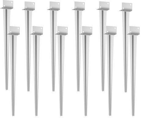 Aufun Lot de 12 supports de poteau universels à enfoncer en forme de L - Douille de sol galvanisée à chaud - Pour poteaux en bois - 40 x 500 mm - Douille de sol à enfoncer pour clôtures, projets de