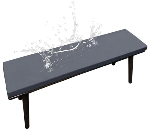 Generisch Bankauflage Outdoor, Bequeme Schaumstoff Bankkissen Sitzauflage, Wasserdicht Eckbank Auflagen Sitzkissen Hollywoodschaukel Auflagen mit Bändern für Gartenmöbel,Grau,160X55X3CM