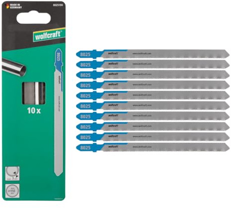 wolfcraft 10 Sticksågblad - fina snitt - HSS-blad med T-skaft – perfekt för stål-, koppar- och aluminiumrör i en diameter på Ø 110 och 3 mm väggtjocklek - 8025100