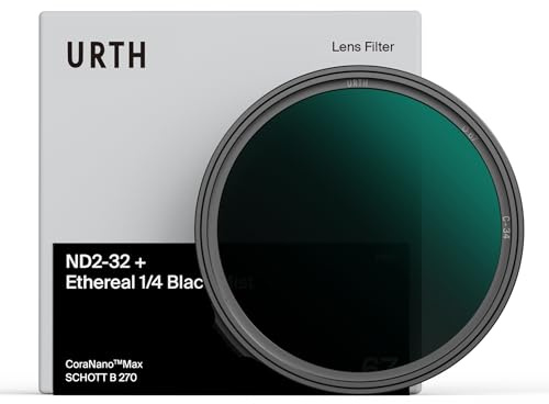 Urth Filtre ND2-32 Variable + Black Mist ¼ 58 mm (Pro) | Nano-revêtement professionnel 34 couches, filtre ND à contrôle d'exposition, esthétique cinéma, halo