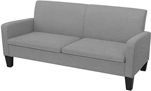 ZQQLVOO Dreisitzer Sofa 180x65x76 cm Hellgrau mit Kiefernholzgestell und hochwertigem Stoffbezug für Wohnzimmer