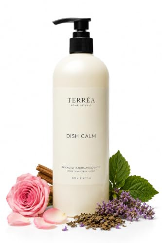 Terrea Wash Up Liquid 500ml Pump Bottle - Premium Fragrance Washing Up Liquid Dish Soap with Luxurious Scent of Patchouli Sandalwood Rose - Washing-Up Liquid Dish Calm Daily Kitchen Dishwashing Liquid