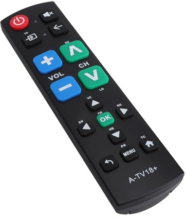 Mando a Distancia Universal para Personas Mayores con Botones Grandes Control Remoto TV Fácil para Ancianos y Personas con Baja Visión Compatible con Televisores Samsung LG Sony Philips Sharp Negro