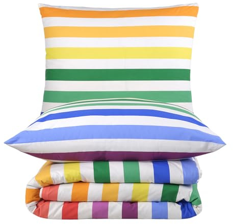 Renforcé Bettwäsche aus 100% Baumwolle – Atmungsaktive Ganzjahres Bettwäsche mit Reißverschluss – Pflegeleicht & Hautfreundlich – Oeko-TEX® Standard 100 Zertifiziert (RainbowShine, 140x200 cm)