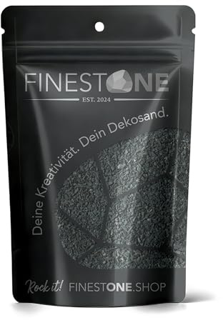 FinestOne® Premium Sand Schwarz – Edler Deko-Sand Natur für DIY, Basteln, Resin & Jesmonite, Körnung 0,1–0,6 mm, Zusätze – 1 kg