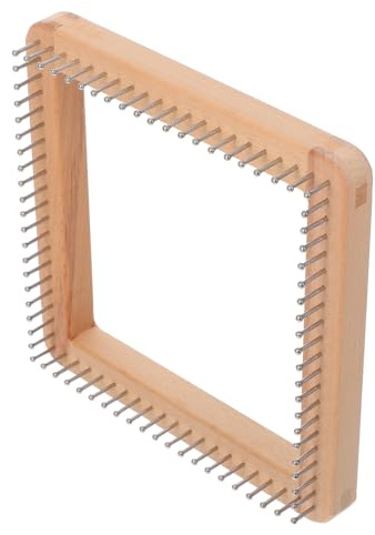 Luxshiny Quadratischer Holz Strickrahmen mit Edelstahlnägeln Vielseitiges Selbstgemacht Strickbrett für Schals Mützen und Tücher Handstrickwerkzeug für Bastler und Handarbeiten