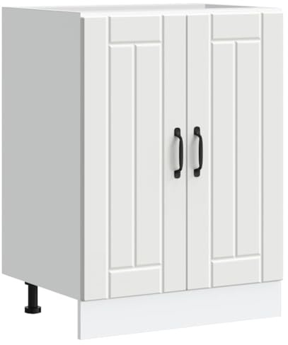 Tmriohed Mobiletto lavandino Lucca, bianco, 60 x 46 x 81,5 cm, in legno, design moderno con piedini regolabili e ampio spazio per cucina, sala da pranzo, corridoio