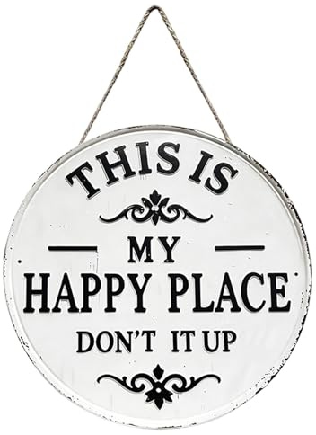 Funny Garden Sign, 30x30cm Vintage Round Iron Outdoor Decor with Punch Holes for Easy Mounting, White Rustic Home Gate Patio Lawn Backyard Greenhouse Front Door Party Holiday Accessory