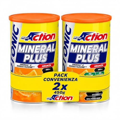 ProAction Mineral Plus Isotonic - Integratore salino isotonico per tutti gli sport - Gusto Arancia - 2 x 450 g (900 g)