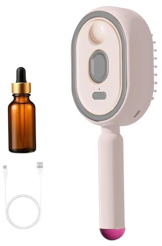 Cepillo de pelo a vapor, cepillo de pelo con pulverizador de agua, pulverizador eléctrico autolimpiante recargable para cabello rizado