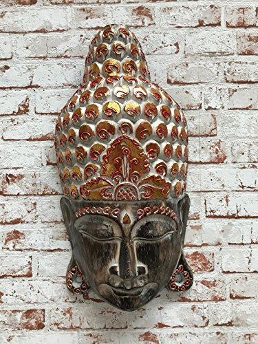 indochine-interiors.de Buddha-Maske Wandskulptur - Gold, Holz, 50 cm