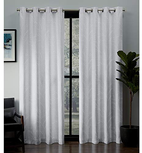 EXCLUSIVE HOME Kilberry Woven Room Darkening Blackout Grommet Top Curtain Panel Pair, 52x96, Winter