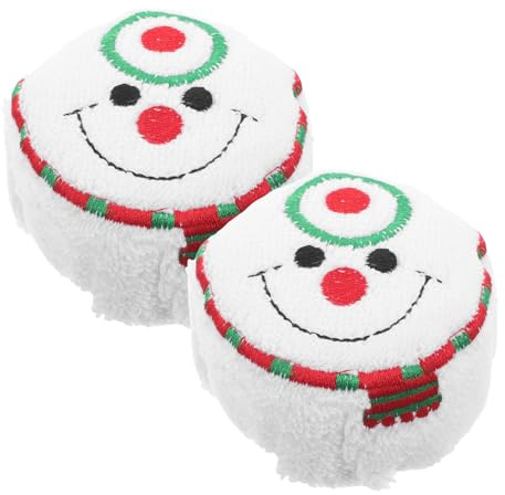 BESTonZON 2 Stücke Weihnachten Handtücher Cupcakes Form Baumwolle Gästehandtuch Geschirrtücher Xmas Gastgeschenk Tischdeko (Schneemann)