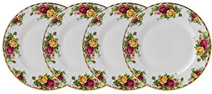 Royal Albert 40034980 Old Country Roses Set 4 Stück Salatteller, Knochenporzellan, Mehrfarbig