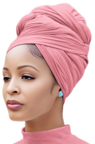 Nonbongoy Head Wraps for Black Women Stretch Headwraps Large Hair Wraps Hijab Scarves for Muslim Head Scarf Turban Headbands Pink