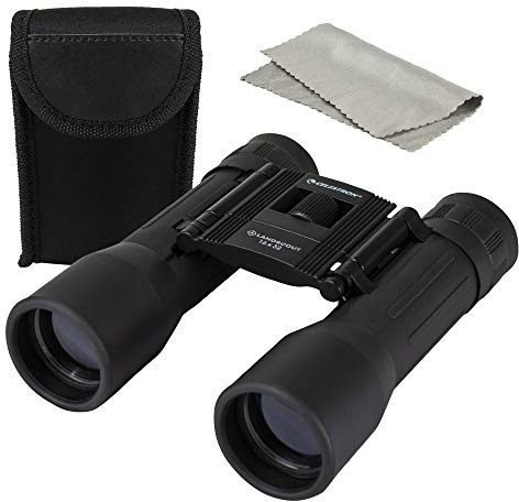 Celestron 72354 LandScout 16x32mm Water-Resistant Roof Prism Binoculars with Rubber Grip Surface, Coated Lens, K9 Optical Glass, Neck Strap and Soft Carry Case, Black
