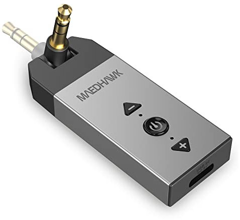 MAEDHAWK Bluetooth Aux Adapter, Bluetooth 5.2 Wireless Receiver for Car Home Stereo, Rotatable 3.5mm Aux Adapter Music Audio Devices for Car Headphone Speakers (Hands Free Calling, Dual Link, A2DP)