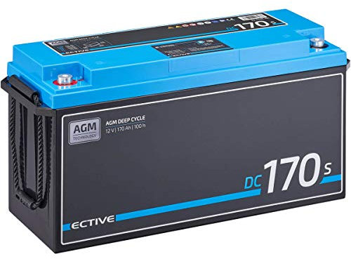 ECTIVE - AGM DC170S 12V 170Ah - Deep Cycle Versorgungsbatterie mit LCD-Anzeige wartungsfrei - VRLA Aufbaubatterie für Boote, Van, Wohnmobil, Camper