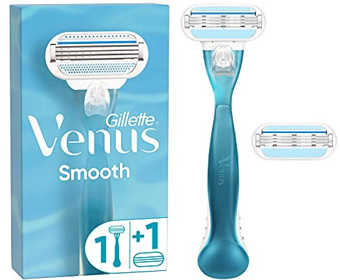 Gillette Venus Smooth Rasierer Damen, Damenrasierer + 2 Rasierklingen mit 3-fach Klinge, Frauen Geschenk
