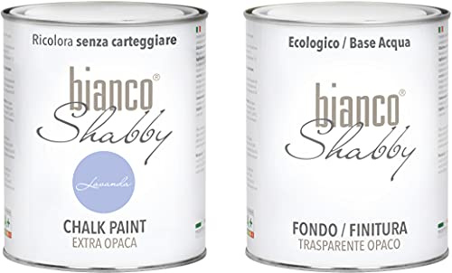 Chalk Paint Lavendel & Finish - Shabby Chic Extra Matt (1 Liter) + transparente Oberfläche (1 Liter)
