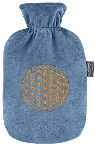 Fashy 2,0 L Wärmflasche mit Plüschbezug und bestickter Blume des Lebens, 67403 58