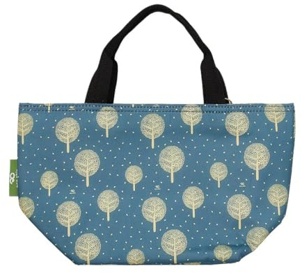 ECO CHIC leichte faltbare Lunchtasche | Wasserabweisende, isolierte Kühltasche für Arbeit/Picknicks/Wandern/Camping-Grillabende (Baum des Lebens Blau)