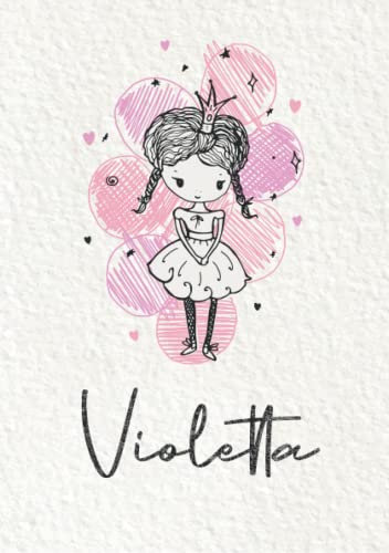 Violetta: Notizbuch A5 | Personalisierter vorname Violetta | Geburtstagsgeschenk für Frau, Mutter, Schwester, Tochter | Design: Kleine Prinzessin | 120 Seiten liniert, Kleinformat A5 (14,8 x 21 cm)
