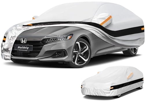 Holthly 10 lager bilskydd, vattentätt, alla väder för sedan, 100% vattentäta utomhusbilöverdrag för bilar, regnskydd. Anpassad passform för medelstora bil Toyota Camry, Honda Accord, etc