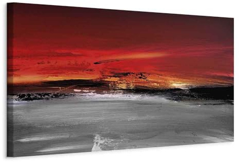 murando - Akustikbild Abstrakt Bilder Akustikschaum Hochleistungsschallabsorber Schallschutz Leinwand 1 tlg Wandbild Raumakustik Schalldämmung rot grau orange a-A-0436-b-a