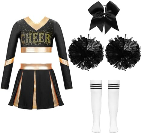 Oyolan Barn, flicka, kostym, uniform, pompom, flicka, cosplay, halloween, karneval, utklädnad, 5–16 år, B, vit, 11–12 år