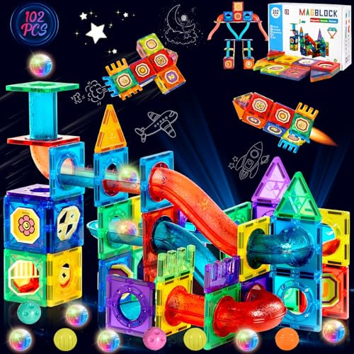 AQXONG 102 Pcs Magnetische Bausteine Spielzeug, Magnetisches Bauspielzeug, Puzzle Baustein Spielzeug, Magnetisches Konstruktions Spielzeug für Kinder, Geeignet für Jungen und Mädchen ab 3 Jahren