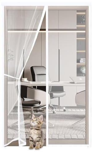 Fliegengitter Tür Magnet 60x200cm,Mückenschutz Türvorhang Moskitonetz Tür,Insektenschutz Tür Vorhang,Ohne Bohren,Insektenschutz Tür Ist Ideal für Balkontür Wohnzimmer Terrassentür,Weiß