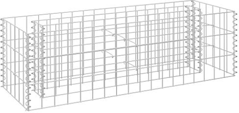 Gecheer Gabion Raised Bed Steel Basket Planter Metal Gabion Cage Outdoor Flower Bed Gabion Raised Bed, Galvanised Steel 90x30x30 cm