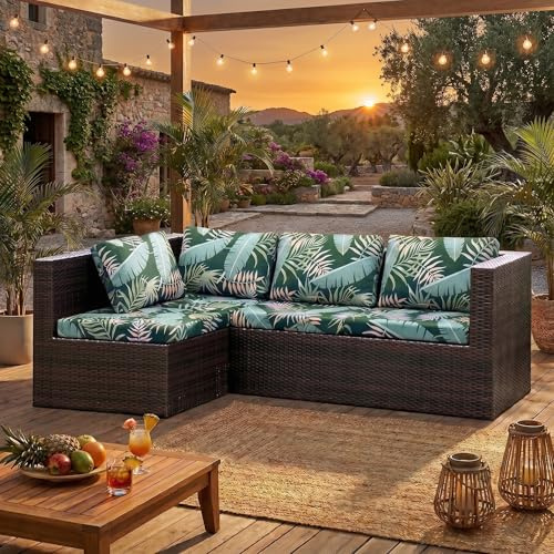 Lot de 6 housses de coussin de canapé d'extérieur extensibles pour coussins de meubles de terrasse, housses de canapé douces, housses de siège flexibles et protections durables
