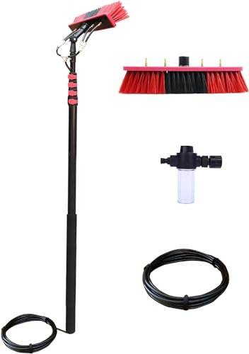 Window Cleaning Pole Washing Water-fed Brush W/Soap Dispenser, Water Fed Telescopic Brush,Window Cleaner Equipment,Extendable Solar Panel Washing Equipmen 55cm Brush Head,5.4M