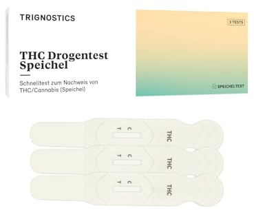 TRIGNOSTICS THC Drogentest Schnelltest als Speicheltest | 3 Drogenschnelltest ohne Labor | 20ng/ml Cut-off Wert | Ergebnis innerhalb 10 Minuten | Genauigkeit >96% | Test auf Marihuana/Cannabis/THC