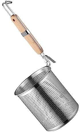 COLLBATH Nudelfilterlöffel Mit Holzgriff Zum Filtern Von Nudeln Frittierten Speisen Und Suppen Verschleißfest Und Leicht Zu Reinigen Als Küchensieb Und Küchenbedarf
