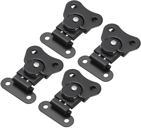sourcing map 4Pcs Butterfly Twist Latch, 1.97 Inch Alloy Spring Loaded Twist Latch Keeper Toggle Clamp Butterfly Draw Latch for Case Box Suitcases Wooden Box, Black