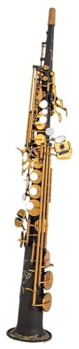 Saxophon Komplettset mit Diskant-Saxophon Schwarz Nickel Scrub Gerade B-Flach-Saxophon Musical Mit Boxen(Bag A)