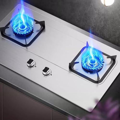 Fornello A Gas Doppio 4.2KW - Cucine A Gas Tavolo E Incasso, Fornello A Gas In Acciaio Inossidabile, Fornelli A Gas Con Accensione A Impulsi, Fornello A Gas Con Protezione Spegnimento Fiamma(LPG)