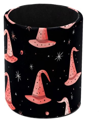Halloween Pink Witch Hats Star Stylish and Functional Pen Holder Pencil Cup - Small Desk Organizer for Office Supplies and More