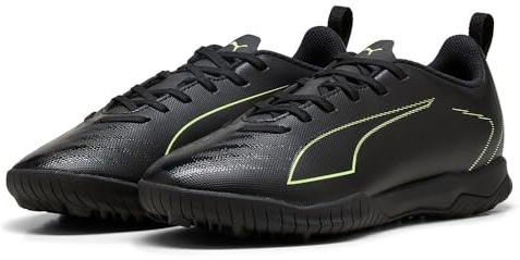 PUMA Scarpe da Calcio Unisex per Bambini Ultra 6 Play TT JrSoccer, Puma Nero Fizzy Verde Chiaro Terreno, 35 EU