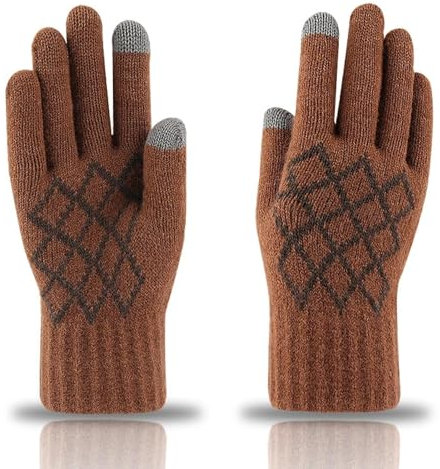 SiVaji Gloves Mittens Handschuhe Winter Warm Herren Damen Touchscreen Handschuhe Vollfinger Thermohandschuh Warme Strickhandschuhe Handschuh Radfahren Braun