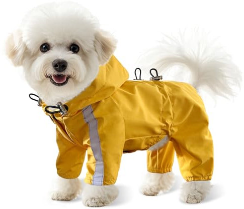 LOS ANDES Regenjacke Hund Wasserdicht für Klein Hunde, Regenmantel Hund, Reflektierend Regenjacke mit Kapuze für Hund, Hunderegenmantel für Hunde Sichere Gassigänge