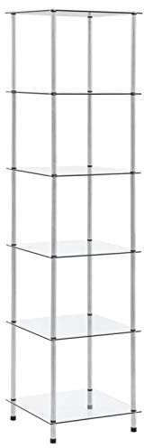 ShGaxin Regal mit 6 Ablagen, Regal, Bookshelf, Leiterregal, Standregal, Wandregal, Aktenregal, DVD Regal, Transparent 40x40x160 cm Hartglas