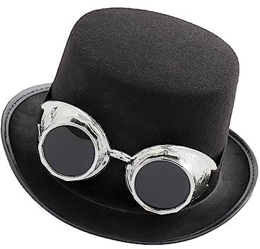 COLLBATH Vintage Steampunk Hut mit Abnehmbarer Schutzbrille für Damen und Herren Gothic Partyzubehör Cosplay Kostüm Retro Mütze für Halloween und Karneval