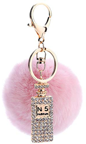 Pom Pom Schlüsselanhänger Strass Glitzer Parfümflasche Schlüsselanhänger Schlüsselanhänger Bag Charms Handy Charm AutoSchlüssel-Anhänger